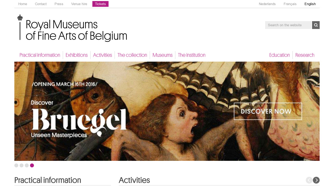 Screenshot of the Royal Museums of Fine Arts of Belgium website