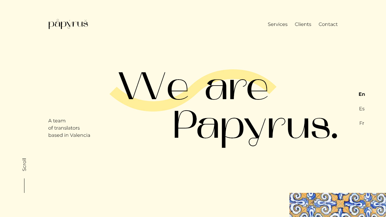 Screenshot of the Papyrus website
