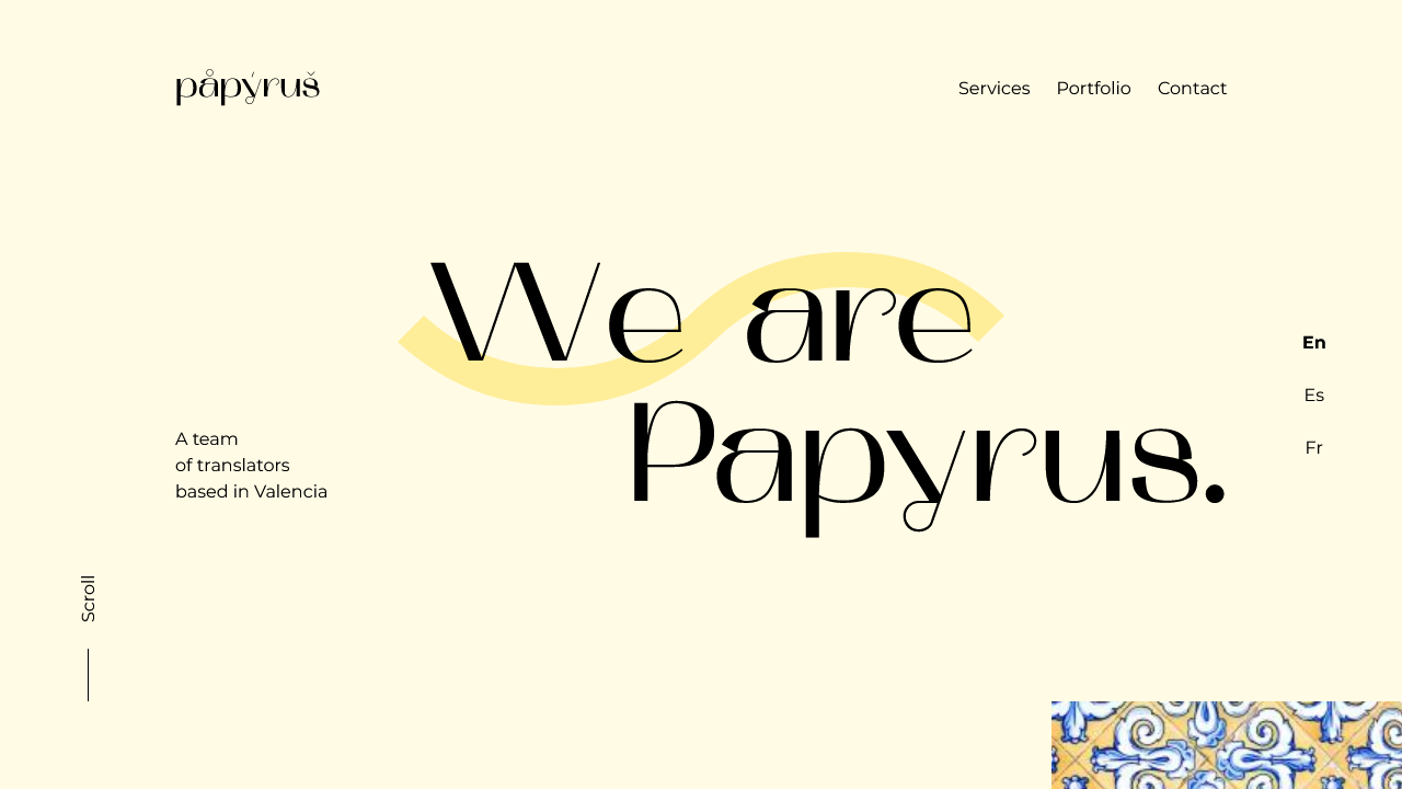 Screenshot of the Papyrus website
